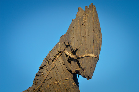 Wooden giant trojan horse in Cannakalle - Turkey this was used in brad pitt troya movie. Photo taken on: September, 2015のeditorial素材