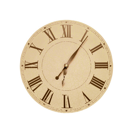 Roman numeral clock isolated on white background