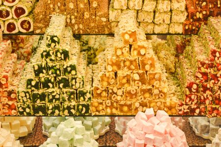 Nuts and peanuts in the Turkish delightの写真素材