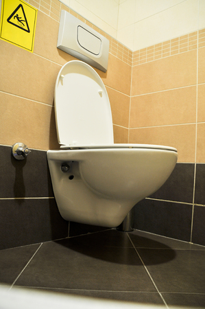 Modern very clean a toilet and slippery groundの写真素材