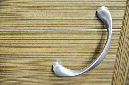 Wood looking front door handle. internal stainless steelの写真素材