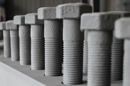 A factory in large bolts and close-up shootの写真素材