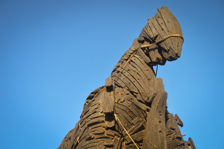 Wooden giant trojan horse in Cannakalle - Turkey this was used in brad pitt troya movie. Photo taken on: September, 2015のeditorial素材