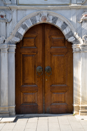 Old ottoman architecture wooden door Istanbul Turkeyの写真素材