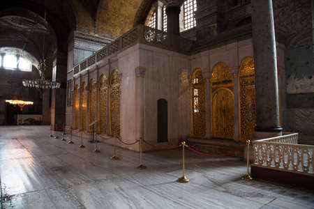 Hagia Sophia is a museum, historical basilica and mosque in Istanbul. It was built by the Byzantine Emperor Justinianus, for 532-537 in Istanbul. Photo shooting date 14 june 2020のeditorial素材