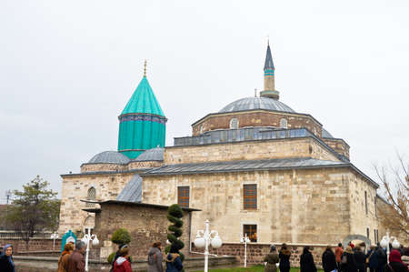 Mevlana museum green tower and Mosque in Konya, Turkey, religious building, religious centerのeditorial素材