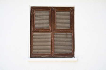 Buyukada in Istanbul located in old antique house old-fashioned wooden windows and shutters,...