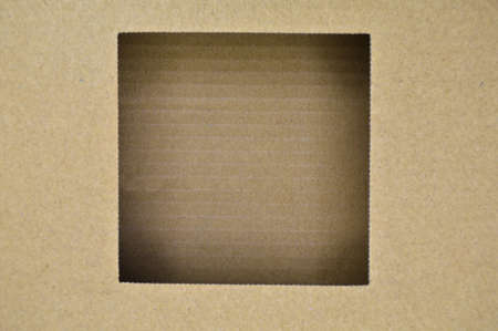 Beige cardboard box with open lid of corrugated cardboard