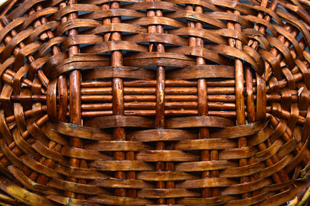 Rattan wicker texture with handmade traditional and dry branches, wicker brown texture background,...
