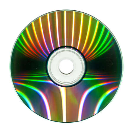 A scratched and dusty compact disk CD or DVD, isolated on a white backgroundの写真素材