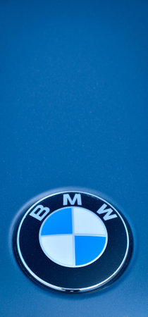 BMW chrome metal logo, luxury car in Istanbul city, September 06 2011 Istanbul Pendik Turkey used car marketのeditorial素材