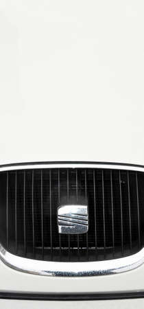 Seat chrome metal logo, luxury car in Istanbul city, December 29 2010 Istanbul Pendik Turkey used car marketのeditorial素材