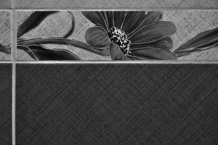 Ceramic tile and border stone texture, ceramic and border abstract background pattern, black white...