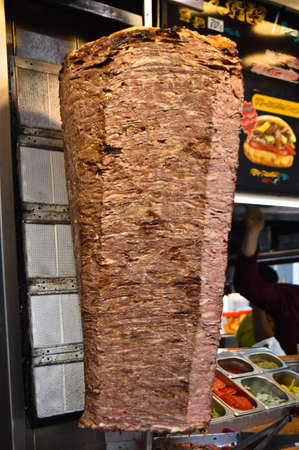 About street food in Turkey doner kebab is always preferable, meat doner kebab in a restaurant in Istanbul Turkeyの写真素材