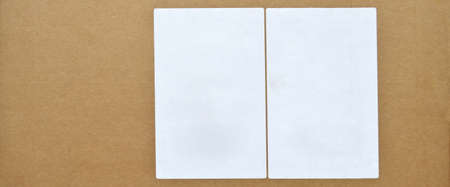 Brown and beige cardboard paper mail envelope on sticker label. Can be used in company correspondenceの写真素材