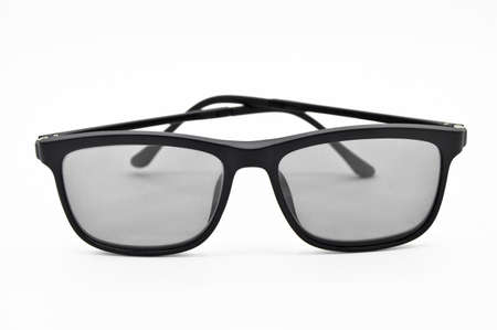 Modern design black framed plastic reading glasses, glasses isolated on white background