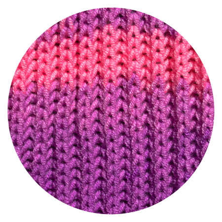 Pattern fabric made of wool. Handmade knitted fabric purple and pink wool background texture