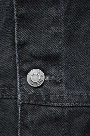 Black jeans denim coat jacket, metal buttom detail, jeans fabric texture