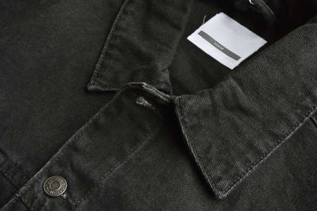 Black jeans denim coat jacket and botton, empty blank sale tag