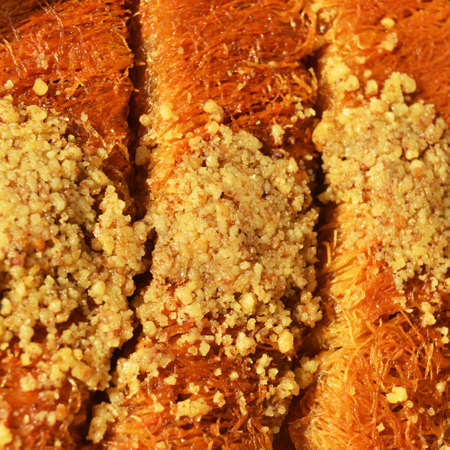 Burma kadayif with walnuts, one of the traditional wonderful desserts of Turkish cuisine, Turkish...