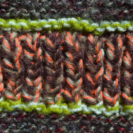 Pattern fabric made of wool. Handmade knitted fabric colored wool background texture