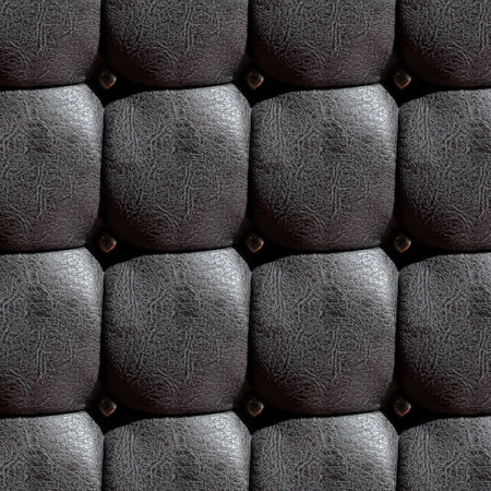 It is used as leather-like dark buttoned fabric quilting, armchair or wall decoration, seamless repeating fabric textureの写真素材