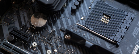 Enjoy exceptional performance with the Asus Tuf Gaming B450M Pro S Gaming black motherboard. August 27 2022 Istanbul Turkeyのeditorial素材