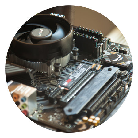 Enjoy exceptional performance with the Asus Tuf Gaming B450M Pro S Gaming black motherboard. Installation done at home. August 27 2022 Istanbul Turkeyのeditorial素材