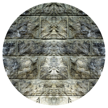 Sturdy white and gray cut stone wall, good for backgrounds, seamless lined upの写真素材