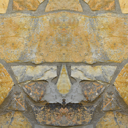 Sturdy yellow and beige cut stone wall, good for backgrounds, seamless lined up