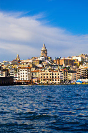 Galata Bridge and Galata Tower, one of the most visited places in Istanbul bosphorus, January 21, 2023 Eminonu Istanbul Turkeyのeditorial素材