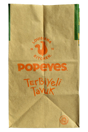 Paper bags used in Popeyes restaurants in Turkey, Popeyes recyclable paper bag, Natural Product,...