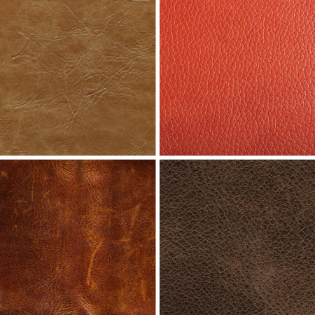 Natural cowhide in various colors, luxury clothing and accessories suitable for photo collage, website header bannerの写真素材