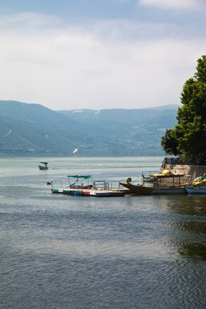 Ulubat or Uluabat Lake Golyazi surroundings in Bursa, Turkey, wonderful natural lake views, June 25 2023のeditorial素材