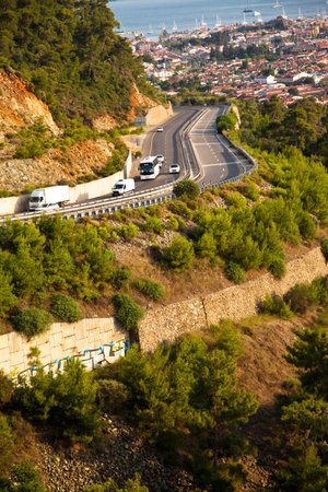 City view from above of Marmaris district in Mugla, Turkey, which attracts local and foreign tourists with its sea and nature, June 26 2023のeditorial素材