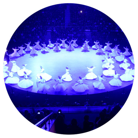 Sema show and dervishes, museum of Mevlana, dervishes spinning around with mystical music, Konya Turkey, December 13 2014のeditorial素材