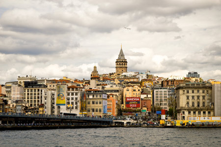 Galata Bridge and Galata Tower, one of the most visited places in Istanbul bosphorus Turkey March 23 2019のeditorial素材