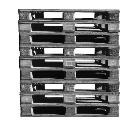 Sturdy wooden pine pallet used in transportation and storage, euro pallet, epal pallet, isolated on white backgroundの写真素材