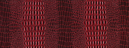 Imitation crocodile skin red and burgundy texture close up, useful as background for any design work