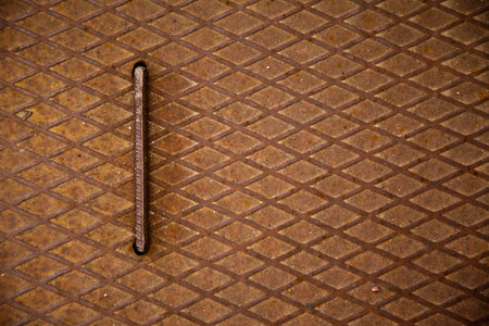 Rusty metal plate surface, rusty brown patterned metal texture background may be