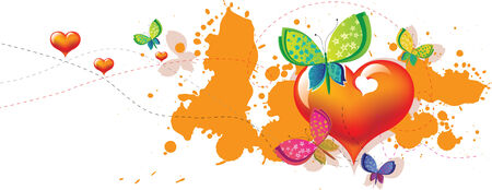 heart butterfly invitation cardのイラスト素材