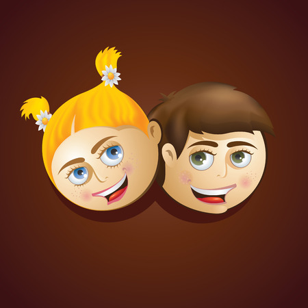 Girls and boys vector mascotのイラスト素材