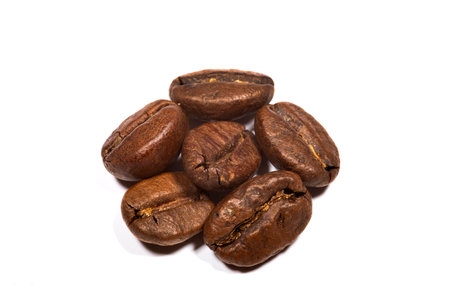 coffee bean detail, white backgroundの写真素材