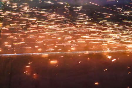 sparks from metal welding at a construction site. High quality photo