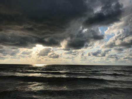 Dramatic sunset over the Baltic Sea. Dramatic cloudscape. Latvia.の写真素材