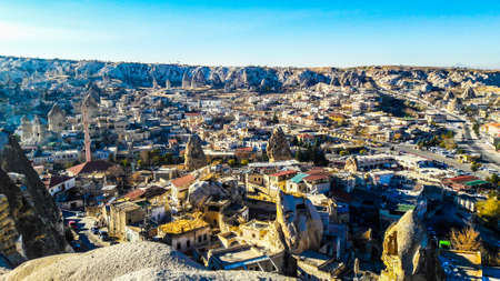 Panoramic view of Goreme town in Cappadocia, Turkeyの写真素材