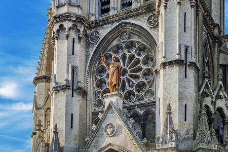 Highest church in Lille Sacred Heart main facade close-up