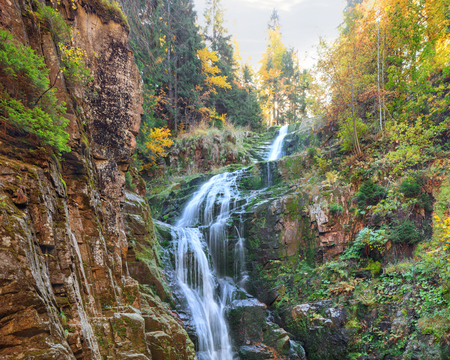 Kamienczyk waterfall at Szklarska Poreba in polish mountainsの写真素材