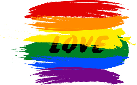 Brush stokes of bisexual rainbow flag with text saying Loveのイラスト素材