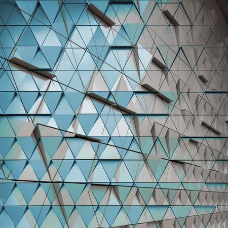 Abstract illustration of modern architecture with triangles on facade